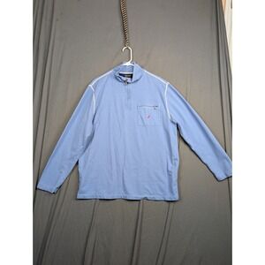Nautica Long Sleeve Shirt Mens Large Blue 1/4‎ Zip Mock Neck Zip Pocket